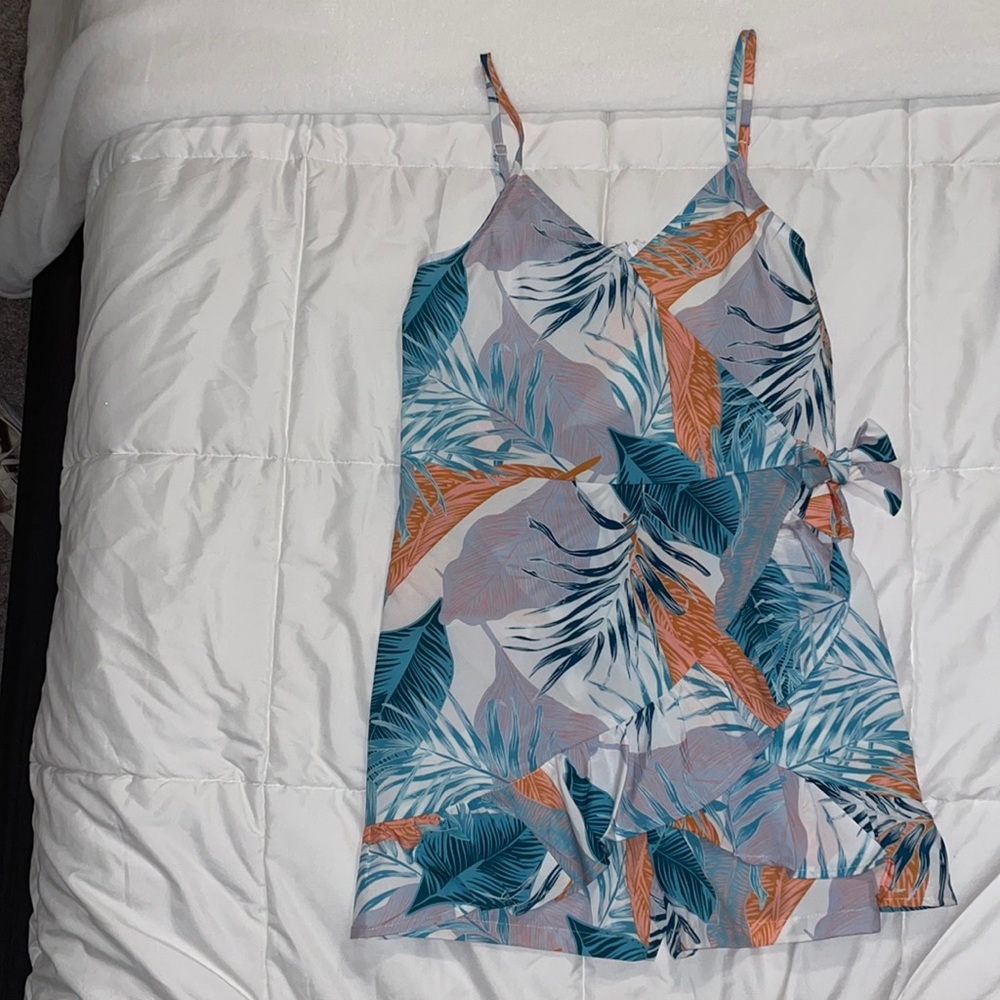 Tropical designed romper.
